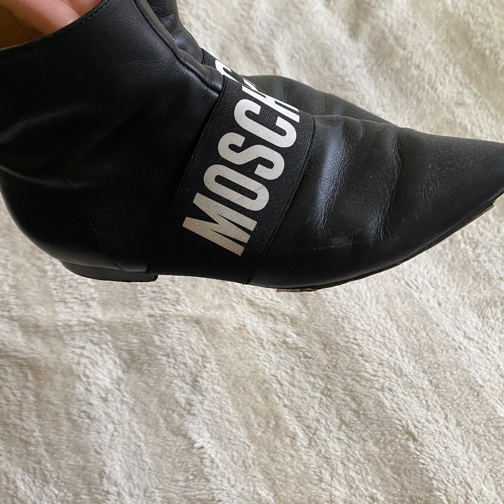 Moschino Leather Logo Booties